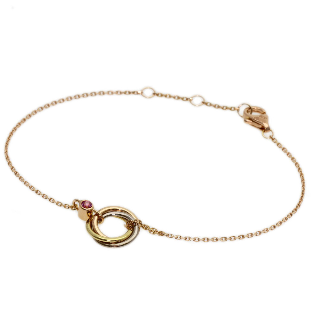 CARTIER 18k Gold Sapphire Trinity Charm Bracelet
